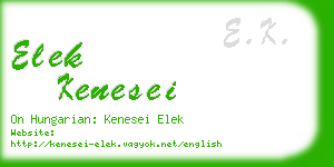 elek kenesei business card
